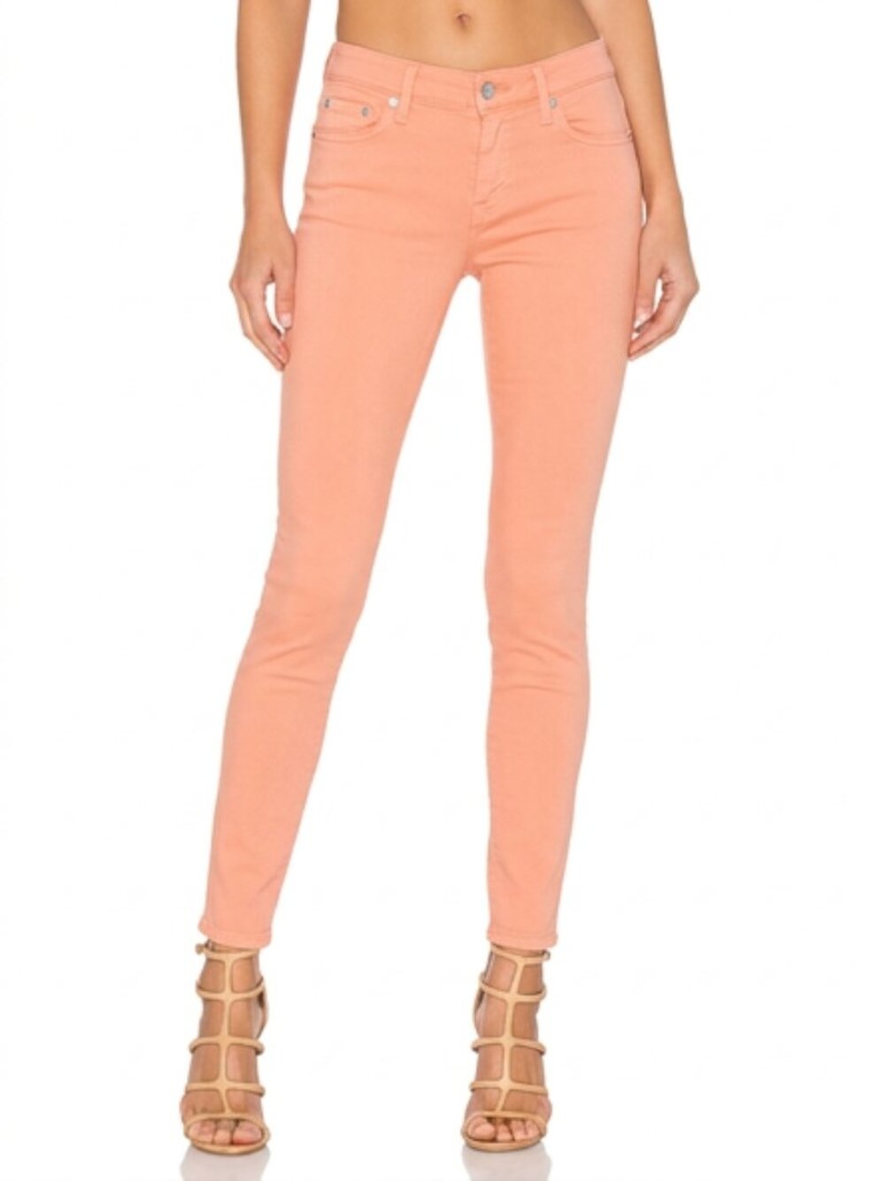 7 For All Mankind The Skinny Kind Peachy Slim Stretchy Color Jeans